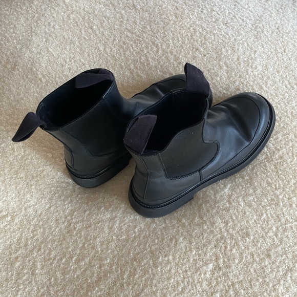 Celine Phoebe Philo Shearling Lined Black Leather Country Boots Size 37 - Picture 7 of 13